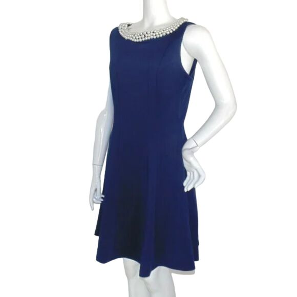 KARL LAGERFELD Dress, 14, Pearl Cluster Neckline, A-line, Sleeveless, Back zip - Picture 4 of 13